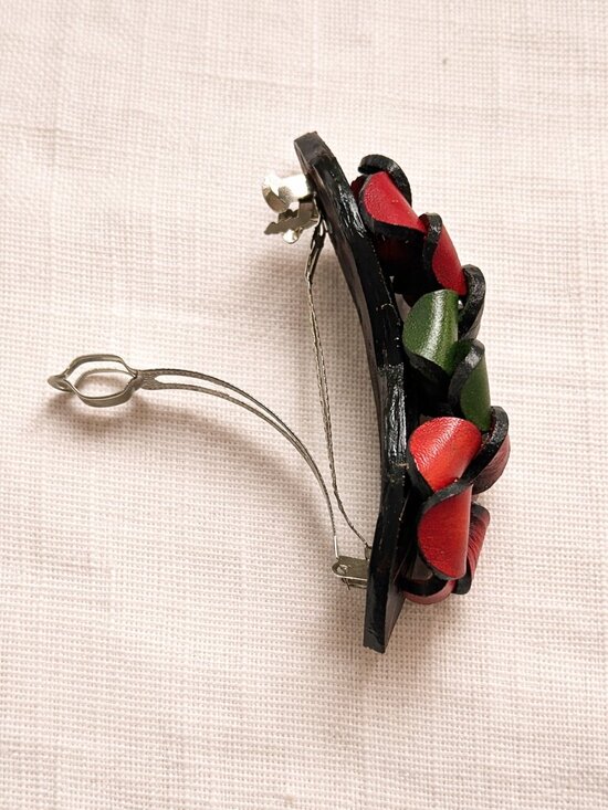 Handmade Leather Fall Multicolor Floral Hair Barrette | Colombian Artisan Clip main image 7